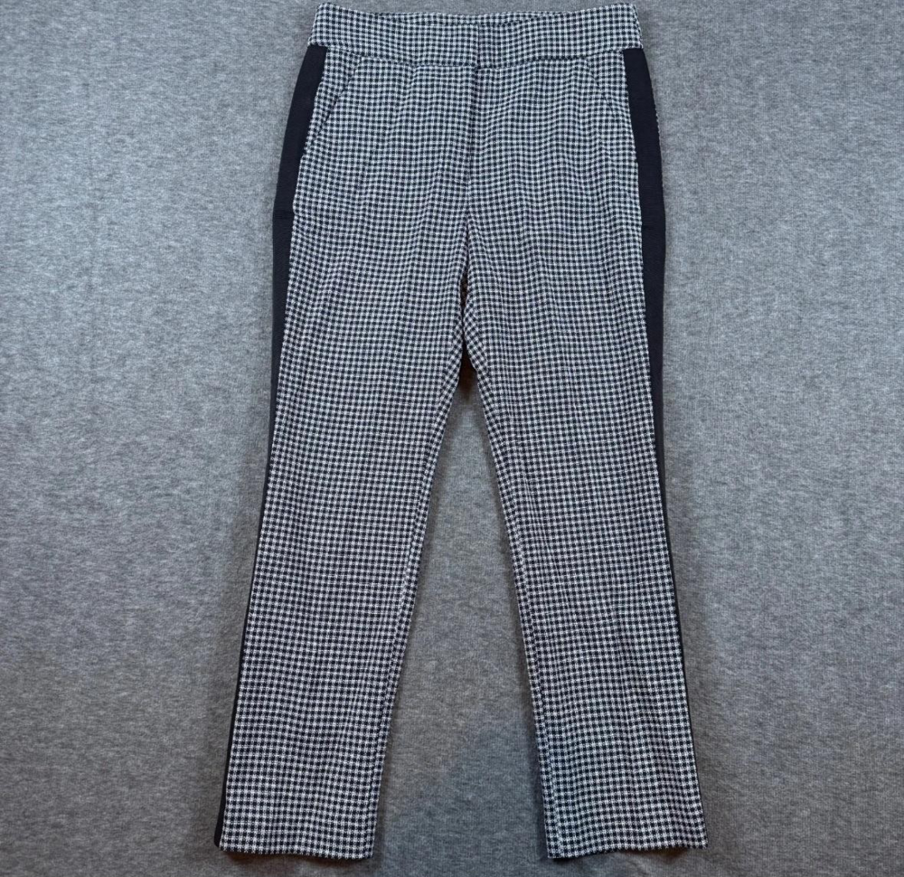 Veronica Beard Pants Womens 4 Black White Houndstooth Check Stripe Ankle Cropped